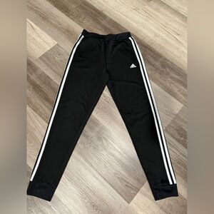 Adidas Kids Black Joggers with White Stripes